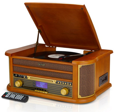 Denver Mrd-51Bt Vintage Wooden Dab Bluetooth Record Player With CdCassetteAnd Usb Recording from B&Q