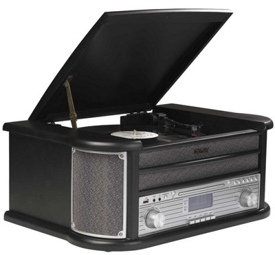 Denver Unisex Black Retro Dab Bluetooth Wooden Record Player, Fm, Cassette & Cd, Usb Recording, Aux In In - Image 5