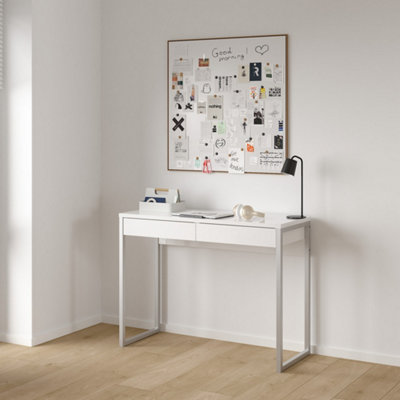 Tvilum Mali Gloss White 2 Drawer Desk (H)765mm (W)1016mm (D)400mm from B&Q