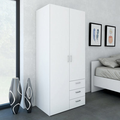 Furniture To Go Space Wardrobe With 2 Doors + 3 Drawers White 1750 (W) 77.6 X  (H) 175.4 X  (D) 49.4Cm from B&Q