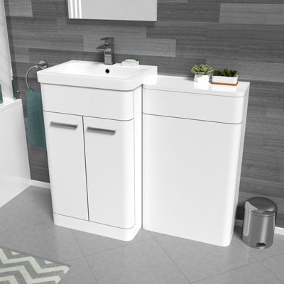 Nes Home White 1000mm Freestanding Cabinet Ceramic Basin & Wc Unit from B&Q