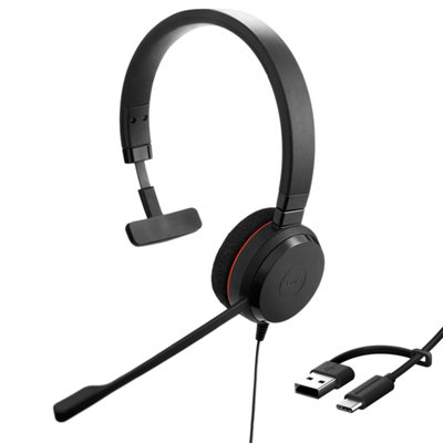 Jabra Evolve 20 Mono Headset Unified Communication Certified Headphones For Voip Softphone With Passive Noise Cancellation from B&Q