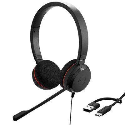 Jabra Evolve 20 Stereo Headset Unified Communication Certified Headphones For Voip Softphone With Passive Noise Cancellation from B&Q