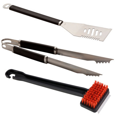 B&Q -  Beginners Plastic & Stainless Steel 3 Piece Barbecue Tool Set