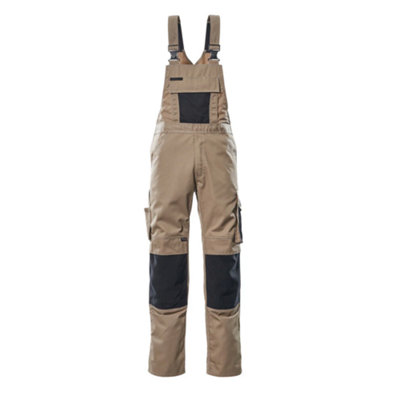 Mascot Unique Augsburg Bib & BraceLight Khaki/black   (42.5) (Leg LengthRegular) from B&Q