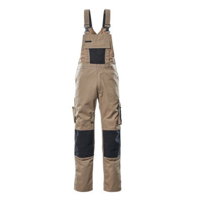 Mascot Unique Augsburg Bib & BraceLight Khaki/black   (52.5) (Leg LengthRegular) from B&Q