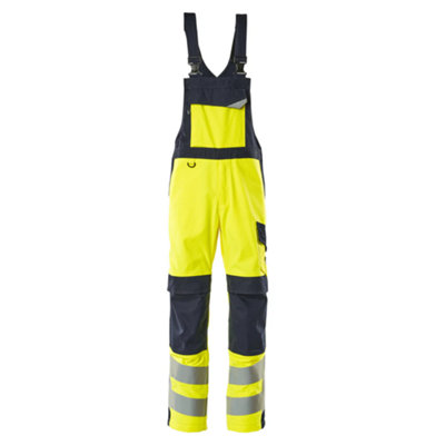 Mascot Multisafe Davos Bib & Brace (Hi-Vis Yellow/dark Navy Blue)  (32.5) (Leg LengthShort) from B&Q