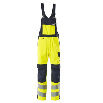 Mascot Multisafe Davos Bib & Brace (Hi-Vis Yellow/dark Navy Blue)  (38.5) (Leg LengthShort) from B&Q