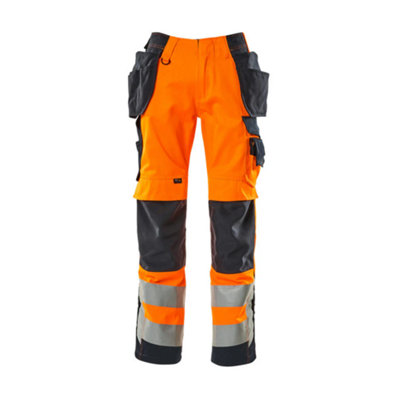 Mascot Safe Supreme Wigan Craftsmen's TrousersHi-Vis Orange/dark Navy Blue   (31.5) (Leg LengthShort) from B&Q