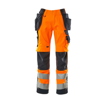 Mascot Safe Supreme Wigan Craftsmen's TrousersHi-Vis Orange/dark Navy Blue   (32.5) (Leg LengthLong) from B&Q