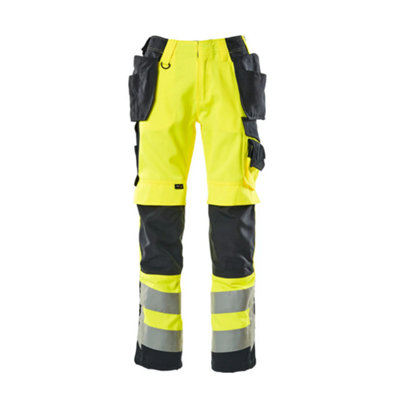Mascot Safe Supreme Wigan Craftsmen's TrousersHi-Vis Yellow/dark Navy Blue   (33.5) (Leg LengthShort) from B&Q