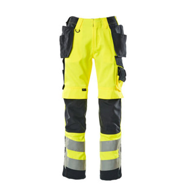 Mascot Safe Supreme Wigan Craftsmen's TrousersHi-Vis Yellow/dark Navy Blue   (32.5) (Leg LengthLong) from B&Q
