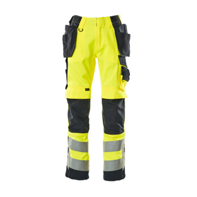 Mascot Safe Supreme Wigan Craftsmen's TrousersHi-Vis Yellow/dark Navy Blue   (35.5) (Leg LengthLong) from B&Q