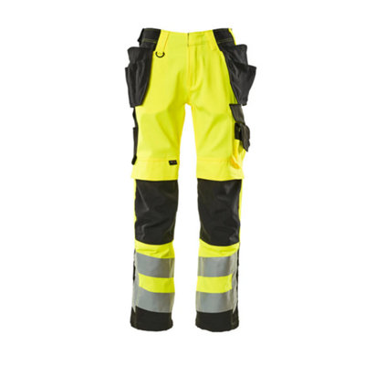 Mascot Safe Supreme Wigan Craftsmen's TrousersHi-Vis Yellow/black   (36.5) (Leg LengthShort) from B&Q