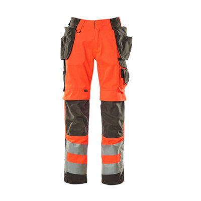 Mascot Safe Supreme Wigan Craftsmen's TrousersHi-Vis Red/dark Anthracite   (33.5) (Leg LengthShort) from B&Q