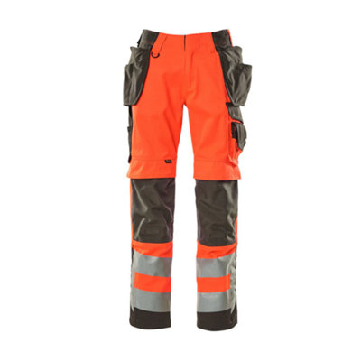 Mascot Safe Supreme Wigan Craftsmen's TrousersHi-Vis Red/dark Anthracite   (38.5) (Leg LengthShort) from B&Q