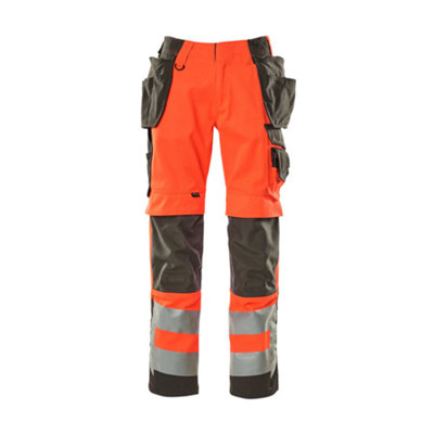 Mascot Safe Supreme Wigan Craftsmen's TrousersHi-Vis Red/dark Anthracite   (32.5) (Leg LengthLong) from B&Q