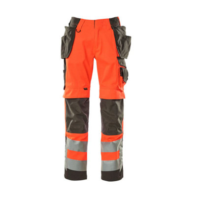 Mascot Safe Supreme Wigan Craftsmen's TrousersHi-Vis Red/dark Anthracite   (34.5) (Leg LengthLong) from B&Q