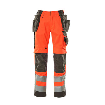Mascot Safe Supreme Wigan Craftsmen's TrousersHi-Vis Red/dark Anthracite   (44.5) (Leg LengthLong) from B&Q