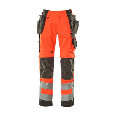 Mascot Safe Supreme Wigan Craftsmen's TrousersHi-Vis Red/dark Anthracite   (46.5) (Leg LengthLong) from B&Q