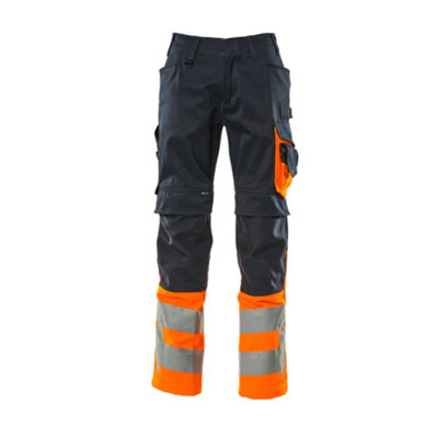 Mascot Safe Supreme Leeds TrousersDark Navy Blue/hi-Vis Orange   (30.5) (Leg LengthShort) from B&Q