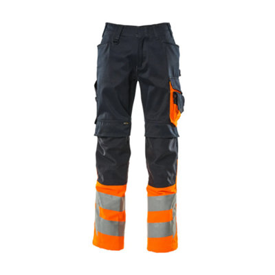 Mascot Safe Supreme Leeds TrousersDark Navy Blue/hi-Vis Orange   (34.5) (Leg LengthShort) from B&Q