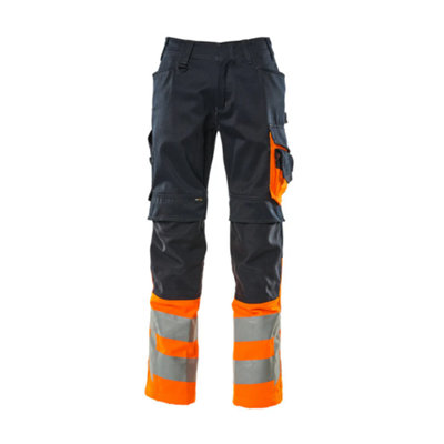 Mascot Safe Supreme Leeds TrousersDark Navy Blue/hi-Vis Orange   (35.5) (Leg LengthShort) from B&Q