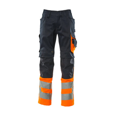 Mascot Safe Supreme Leeds TrousersDark Navy Blue/hi-Vis Orange   (38.5) (Leg LengthShort) from B&Q