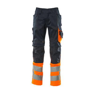 Mascot Safe Supreme Leeds TrousersDark Navy Blue/hi-Vis Orange   (40.5) (Leg LengthShort) from B&Q