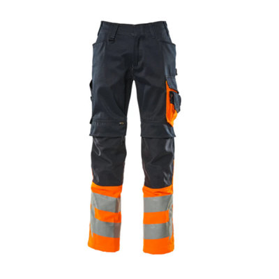 Mascot Safe Supreme Leeds TrousersDark Navy Blue/hi-Vis Orange   (42.5) (Leg LengthShort) from B&Q