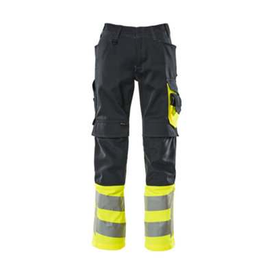 Mascot Safe Supreme Leeds TrousersDark Navy Blue/hi-Vis Yellow  (33.5) (Leg LengthShort) from B&Q