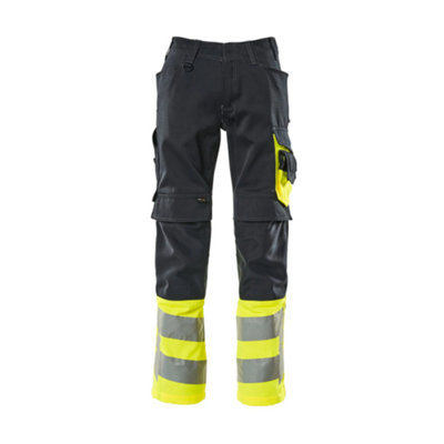 Mascot Safe Supreme Leeds TrousersDark Navy Blue/hi-Vis Yellow  (34.5) (Leg LengthShort) from B&Q