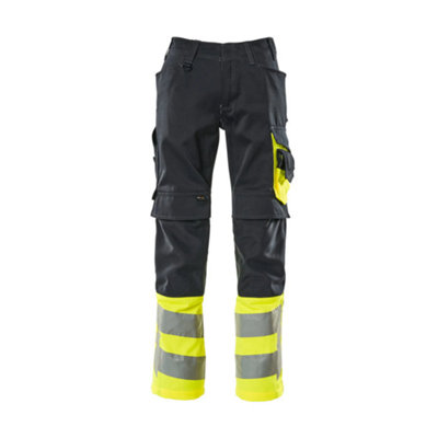 Mascot Safe Supreme Leeds TrousersDark Navy Blue/hi-Vis Yellow  (35.5) (Leg LengthShort) from B&Q
