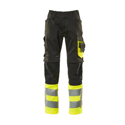 Mascot Safe Supreme Leeds TrousersBlack/hi-Vis Yellow   (30.5) (Leg LengthShort) from B&Q