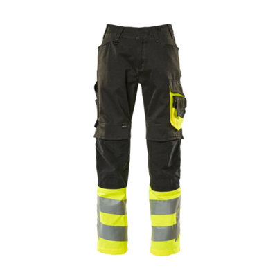 Mascot Safe Supreme Leeds TrousersBlack/hi-Vis Yellow   (31.5) (Leg LengthShort) from B&Q
