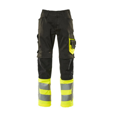 Mascot Safe Supreme Leeds TrousersBlack/hi-Vis Yellow   (32.5) (Leg LengthShort) from B&Q
