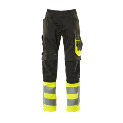 Mascot Safe Supreme Leeds TrousersBlack/hi-Vis Yellow   (34.5) (Leg LengthShort) from B&Q