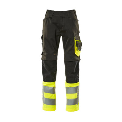 Mascot Safe Supreme Leeds TrousersBlack/hi-Vis Yellow   (35.5) (Leg LengthShort) from B&Q
