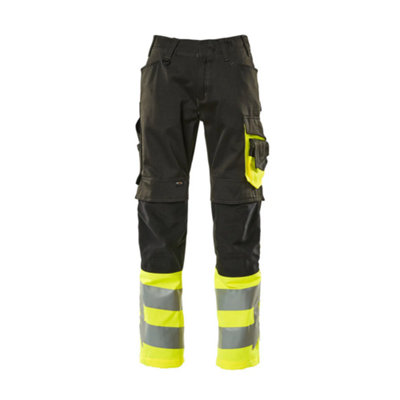 Mascot Safe Supreme Leeds TrousersBlack/hi-Vis Yellow   (36.5) (Leg LengthShort) from B&Q