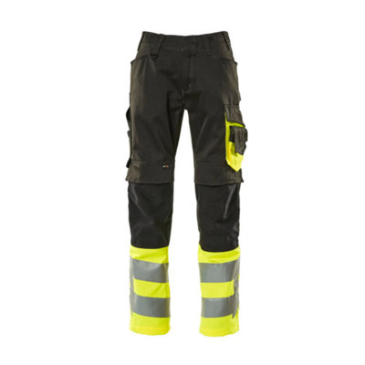 Mascot Safe Supreme Leeds TrousersBlack/hi-Vis Yellow   (42.5) (Leg LengthShort) from B&Q
