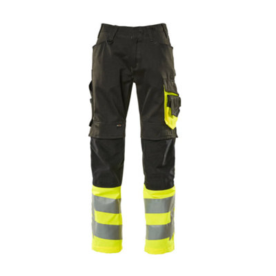 Mascot Safe Supreme Leeds TrousersBlack/hi-Vis Yellow   (34.5) (Leg LengthLong) from B&Q