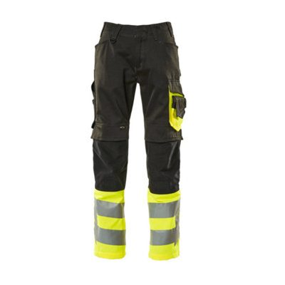Mascot Safe Supreme Leeds TrousersBlack/hi-Vis Yellow   (36.5) (Leg LengthLong) from B&Q