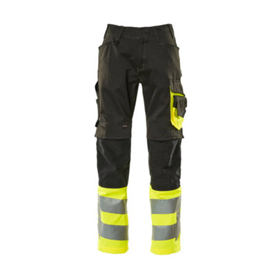 Mascot Safe Supreme Leeds TrousersBlack/hi-Vis Yellow   (38.5) (Leg LengthLong) from B&Q