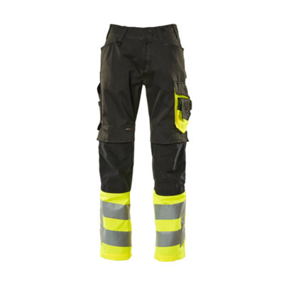 Mascot Safe Supreme Leeds TrousersBlack/hi-Vis Yellow   (40.5) (Leg LengthLong) from B&Q