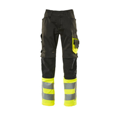 Mascot Safe Supreme Leeds TrousersBlack/hi-Vis Yellow   (44.5) (Leg LengthLong) from B&Q