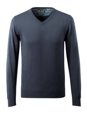 B&Q -  Frontline Merino Wool Knitted V-Neck Jumper (Dark Navy)  (Small)