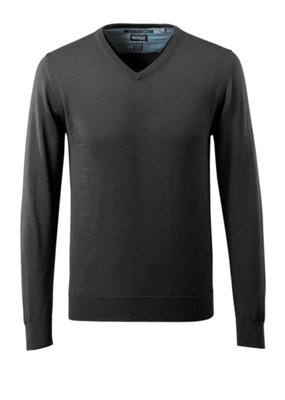 B&Q -  Frontline Merino Wool Knitted V-Neck Jumper (Black)  (Medium)
