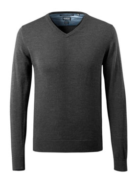 B&Q -  Frontline Merino Wool Knitted V-Neck Jumper (Dark Anthracite/light Grey-Flecked)  (Xxx Large)