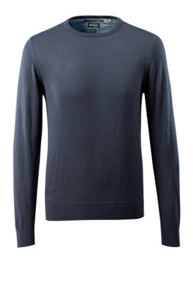 B&Q -  Frontline Merino Wool Knitted Round Neck Jumper (Dark Navy)  (X Large)