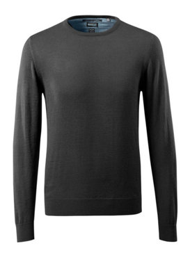 B&Q -  Frontline Merino Wool Knitted Round Neck Jumper (Black)  (Small)